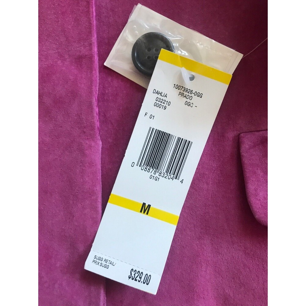 JONES New York Fuchsia Pink Suede Leather Blazer Jacket Button Front VINTAGE NWT - Picture 7 of 14